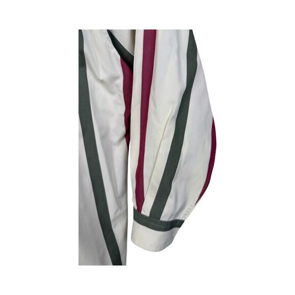 Faconnable Men's XXL 2XL White Stripe Embroidered Crest Button Up Academia - Picture 9 of 15